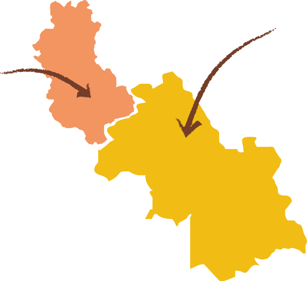 Illustration vectorielle de la carte des départements du Rhône et de l'Isère