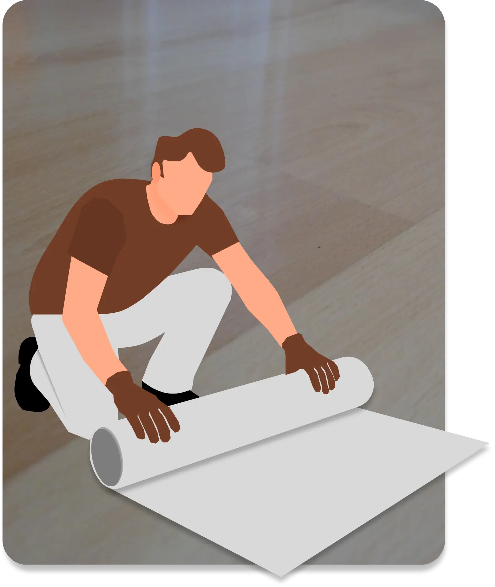 Illustration vectorielle d'un artisan posant des lames de parquet en bois pour un revêtement de sol